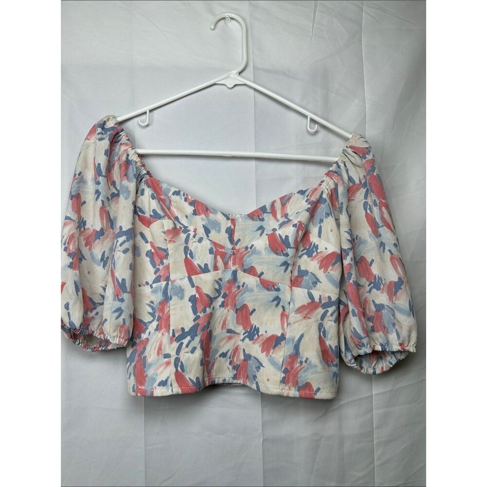 Abercrombie & Fitch Floral Corset Style Crop Top Women’s Small Blue Pink Y2K